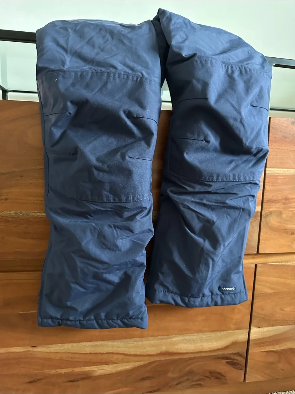 Lands' End Navy Kids Squall Waterproof Insulated Iron Knee Snow Bibs